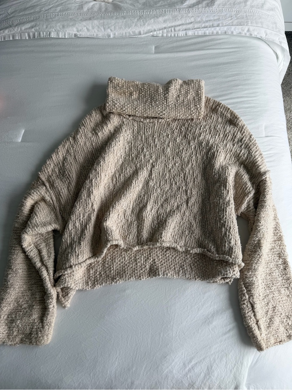Free People Chunky Cream Turtleneck Sweater